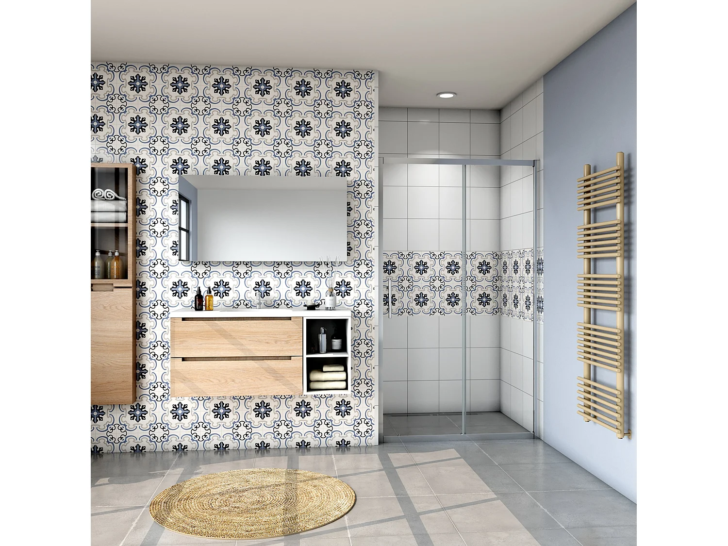 Mampara de ducha frontal corredera vidrio templado 5mm transparente,(960-1000)x1850mm