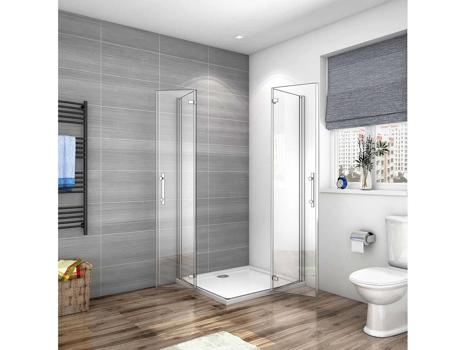 Mampara de ducha cuadrada angular plegable 6mm antical,(680-700)x(680-700)x1950mm