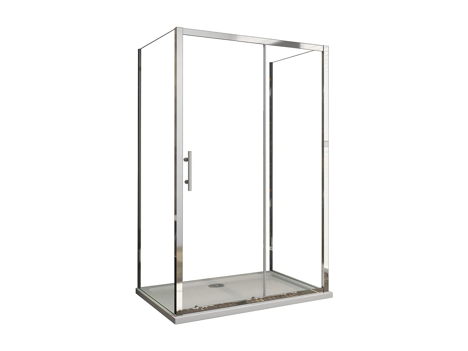 Mampara de ducha corredera+dos paneles laterales,vidrio 5mm,(1663-1703)x(680-700)x1850mm