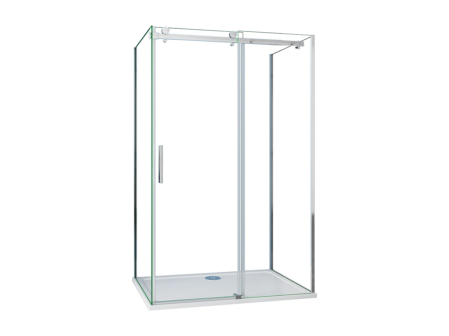 AICA Mampara de ducha corredera+panel lateral,cromado,vidrio 8mm antical,700x1250x700x1950mm