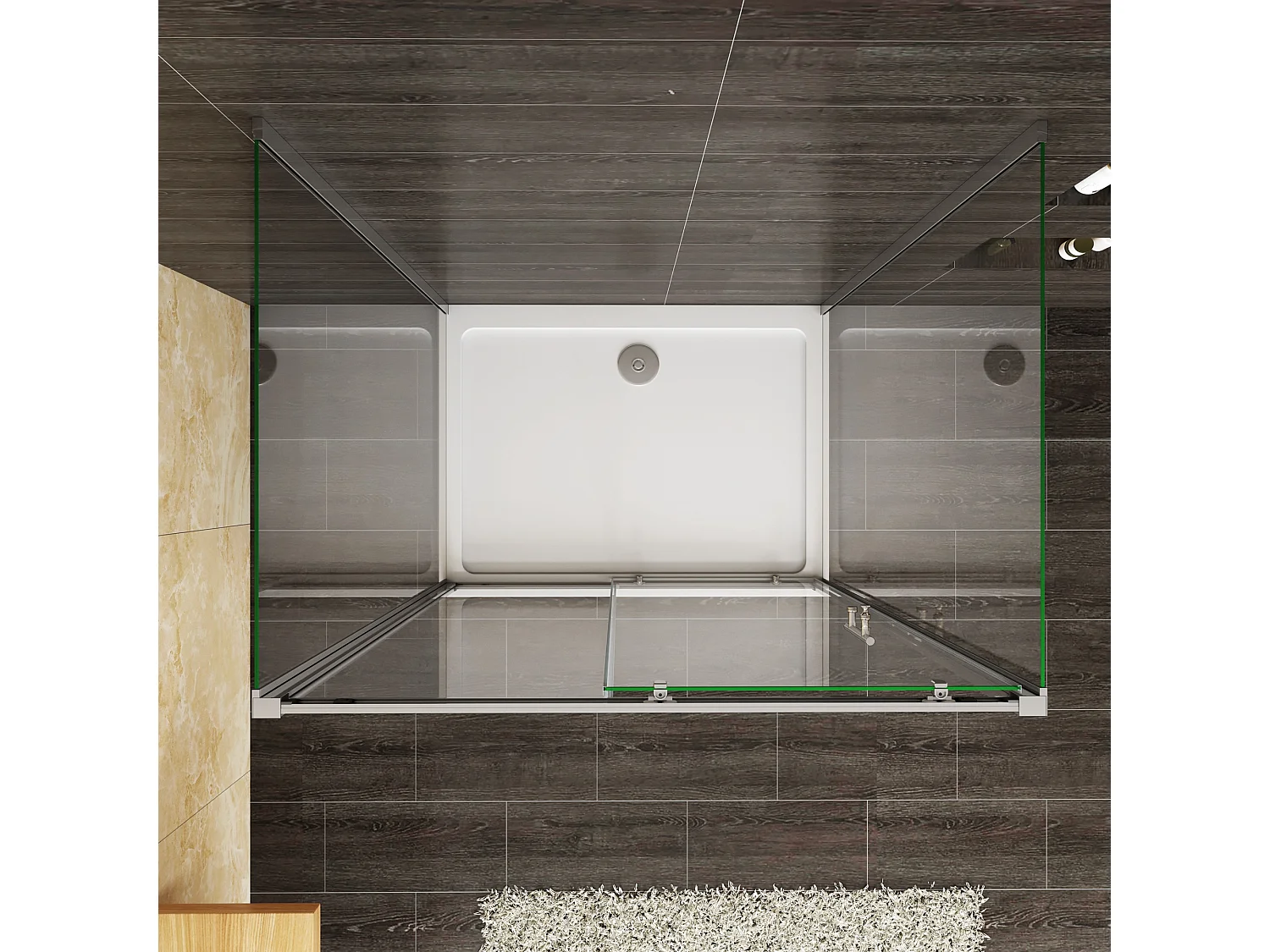 Mampara de ducha corredera+dos paneles laterales,vidrio 5mm,(1063-1103)x(680-700)x1850mm