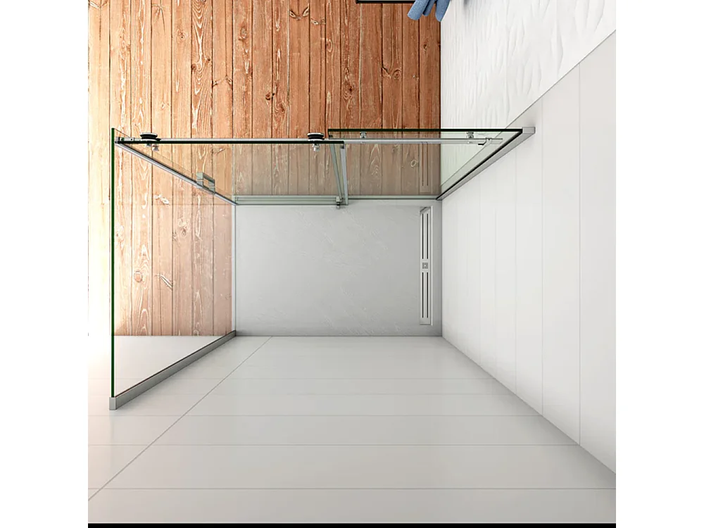 Mampara de ducha corredera+panel lateral,vidrio 8mm antical,(1075-1095)x(683-703)x1950mm