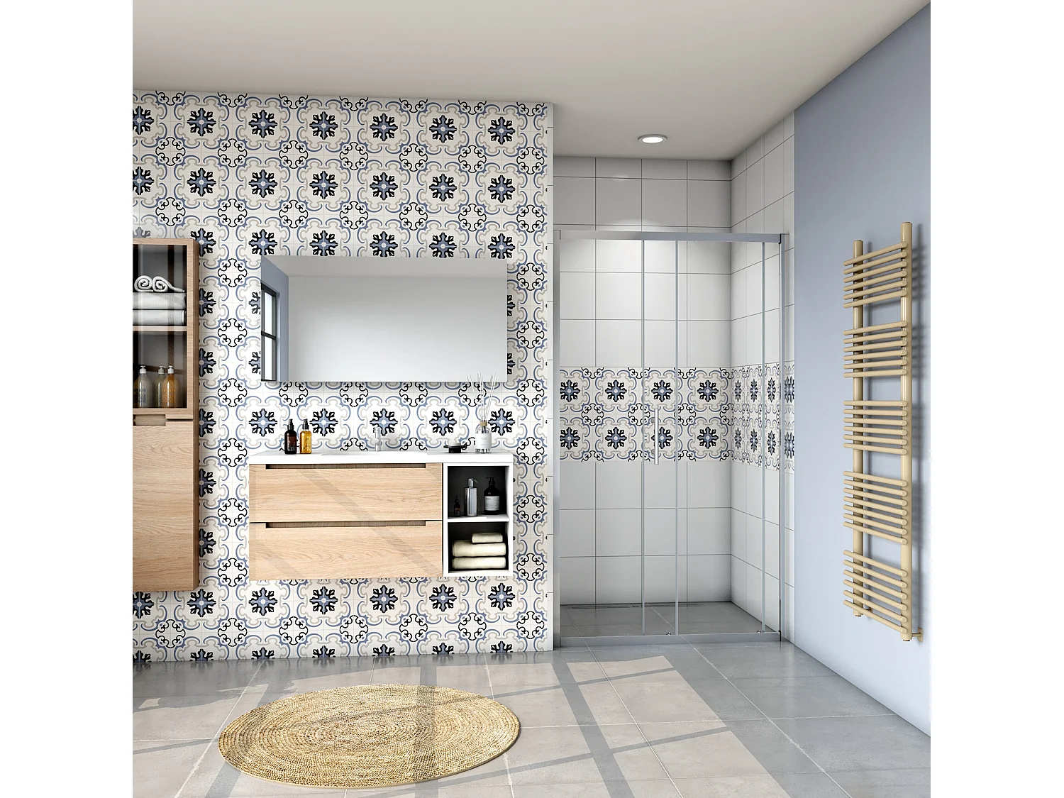 Porta de duche correr frontal Vidro temperado 5mm transparente (1660-1700)x1850mm-AICA