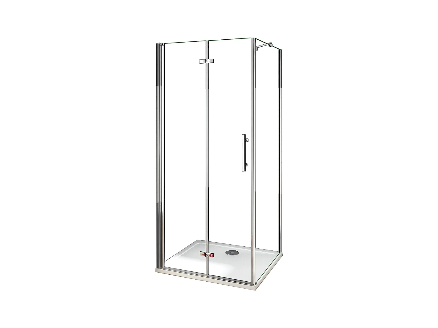 Mampara de ducha plegable+panel lateral,barra 45cm,cromado,vidrio antical 6mm,76x70x185cm