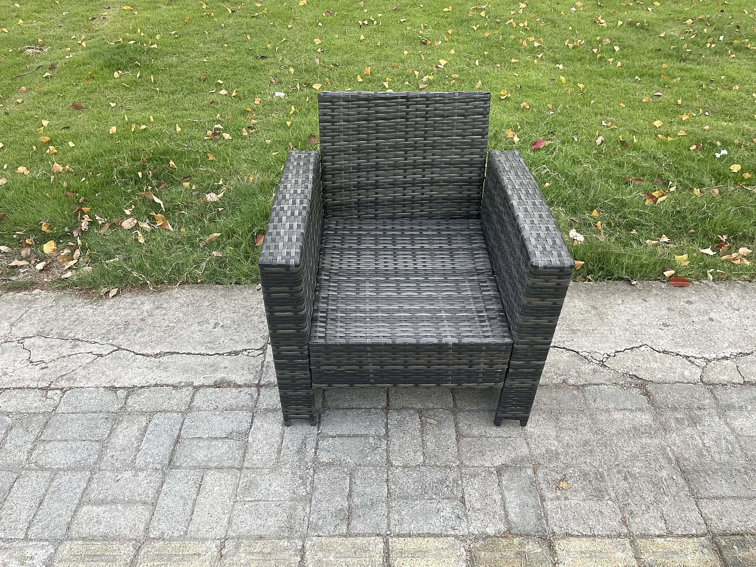 Fimous High Back Rattan Outdoor Garden Furniture Single Sofa Arm Chair Patio Furniture With Thick Seat And Back Cushion
