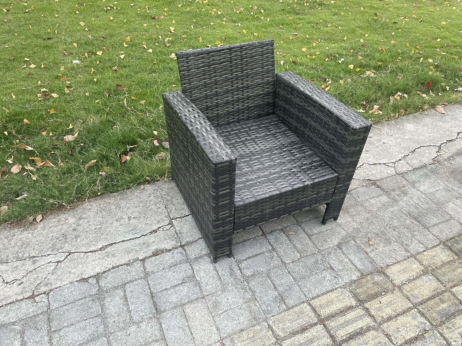 Fimous High Back Rattan Outdoor Garden Furniture Single Sofa Arm Chair Patio Furniture With Thick Seat And Back Cushion
