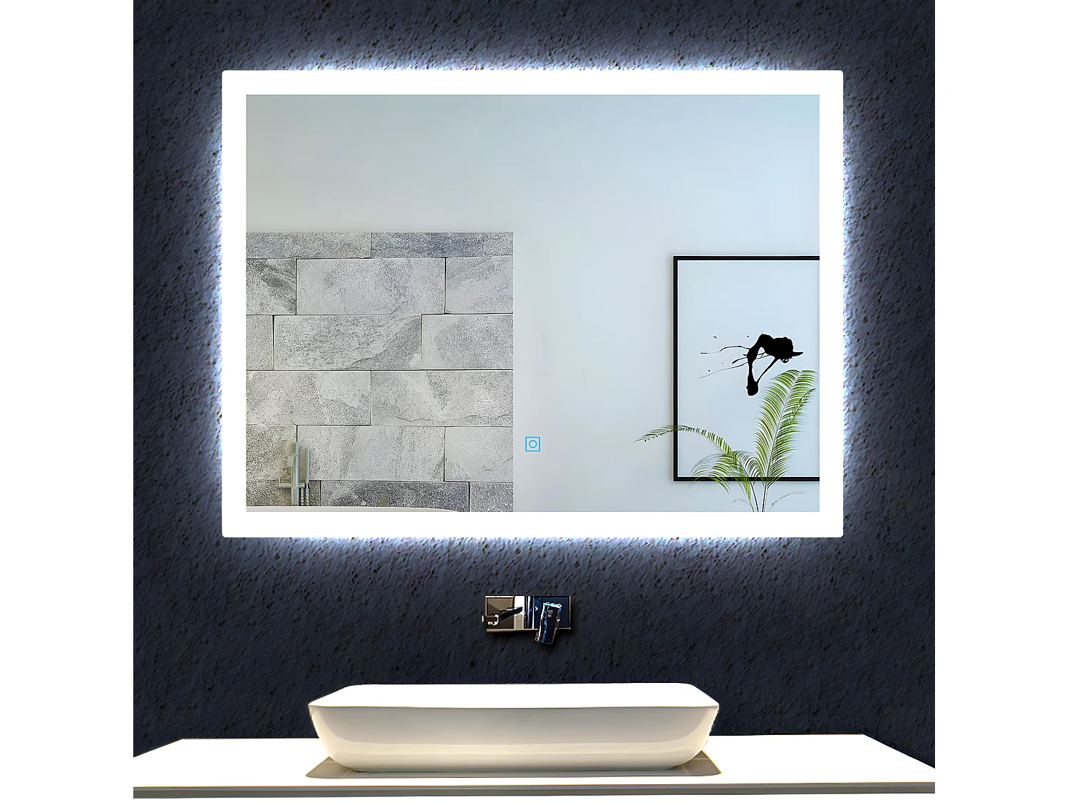 Aica Espejo de baño LED 90×70cm,antivaho,interruptor táctil