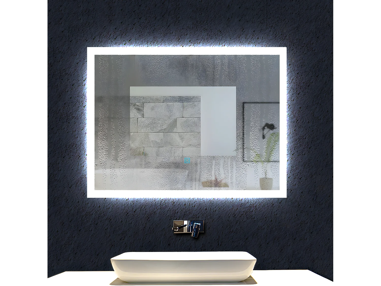 Aica Espejo de baño LED 60×50cm,antivaho,interruptor táctil