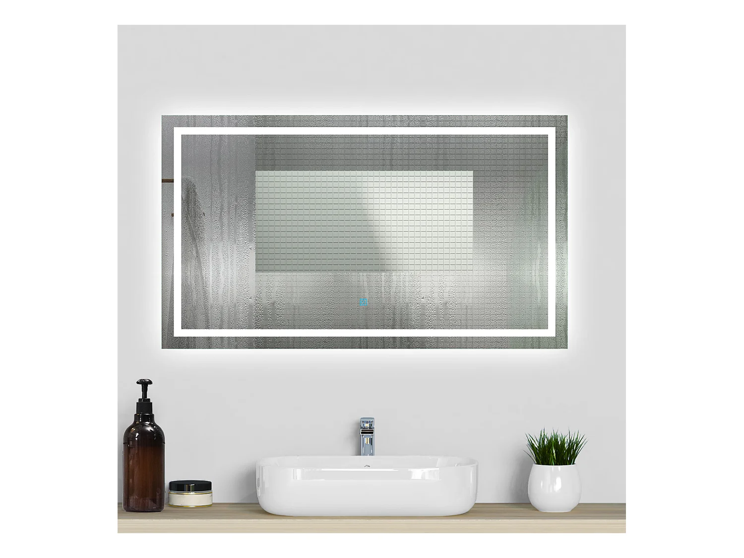 Aica Espejo de baño LED sin cobre 140×70cm,antivaho,interruptor táctil
