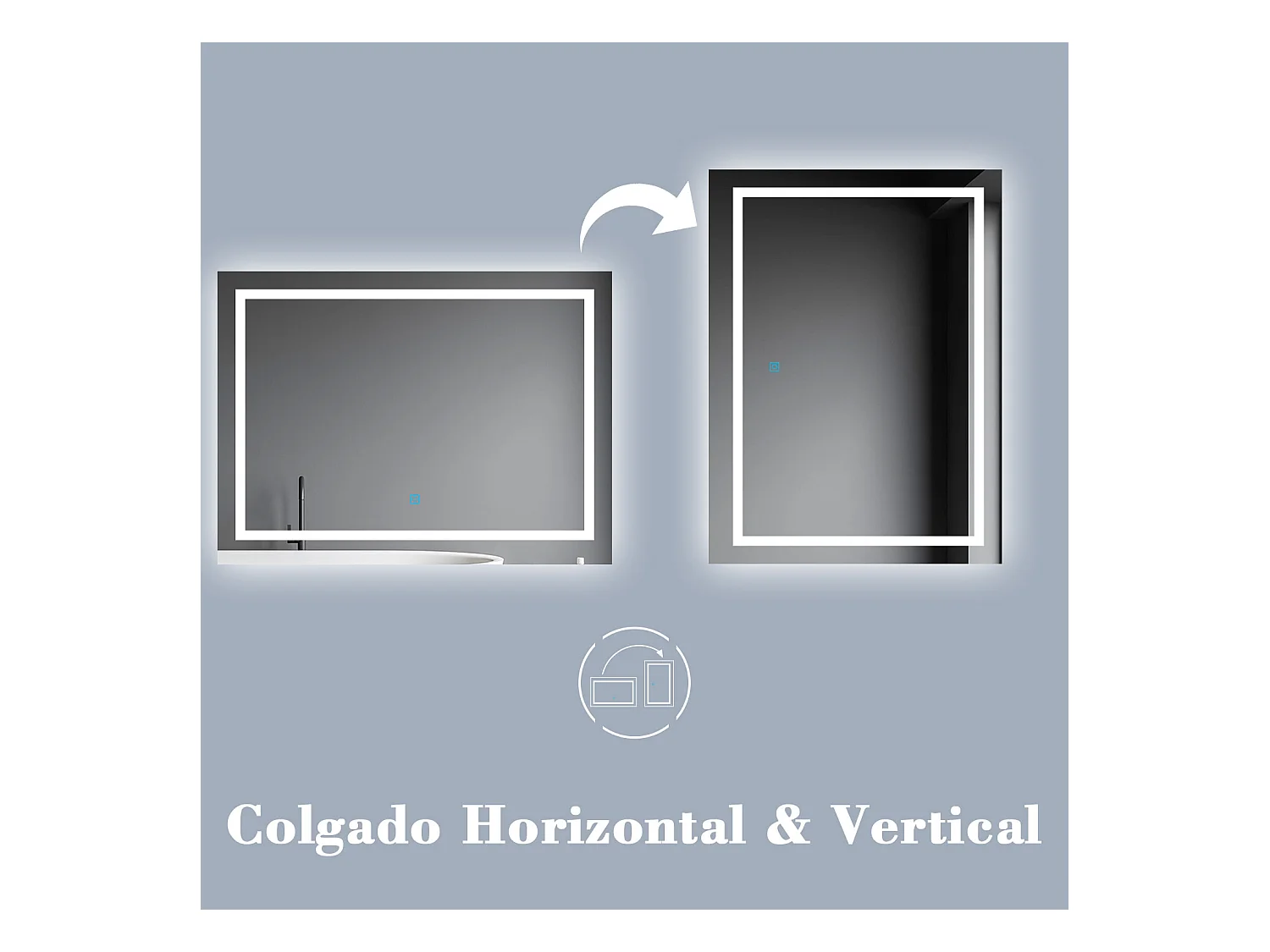 Aica Espejo de baño LED sin cobre 140×70cm,antivaho,interruptor táctil