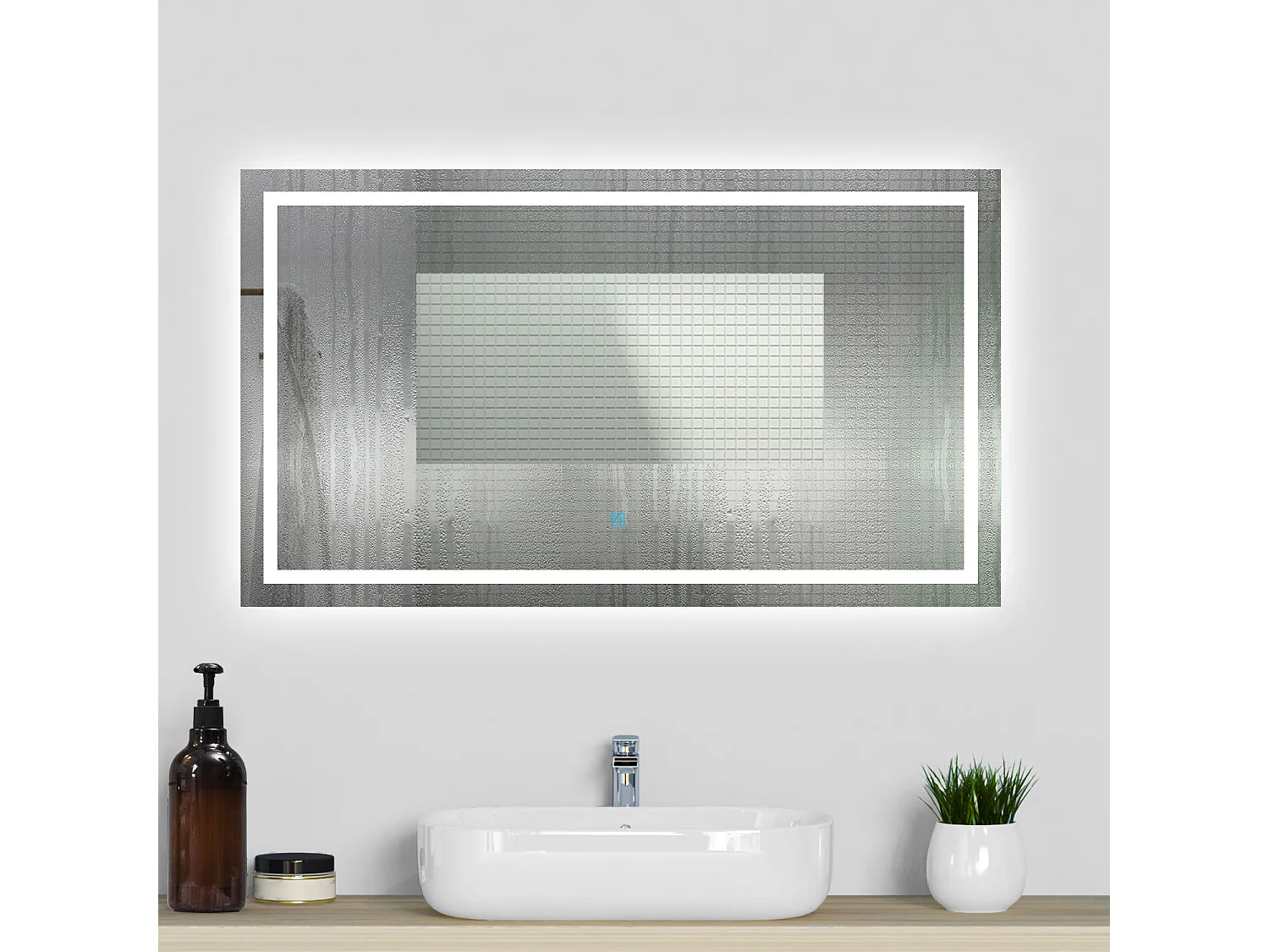Aica Espejo de baño LED sin cobre 140×70cm,antivaho,interruptor táctil