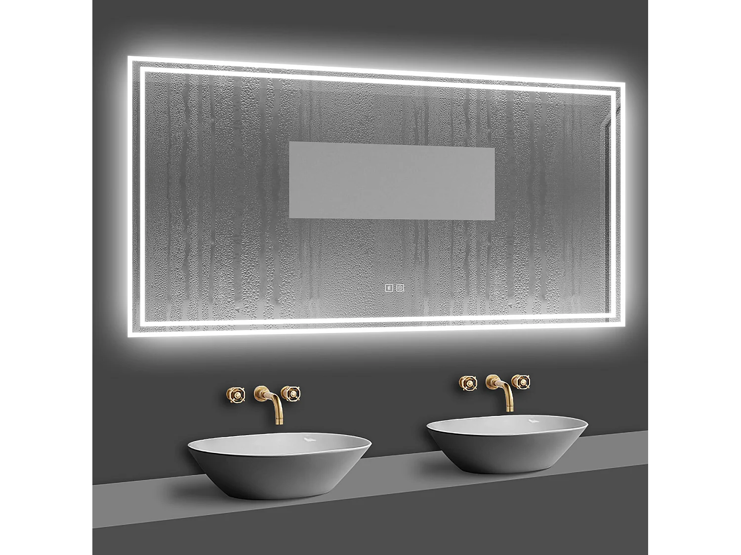 Aica Espejo de baño LED 160×80cm,Bluetooth,Antivaho