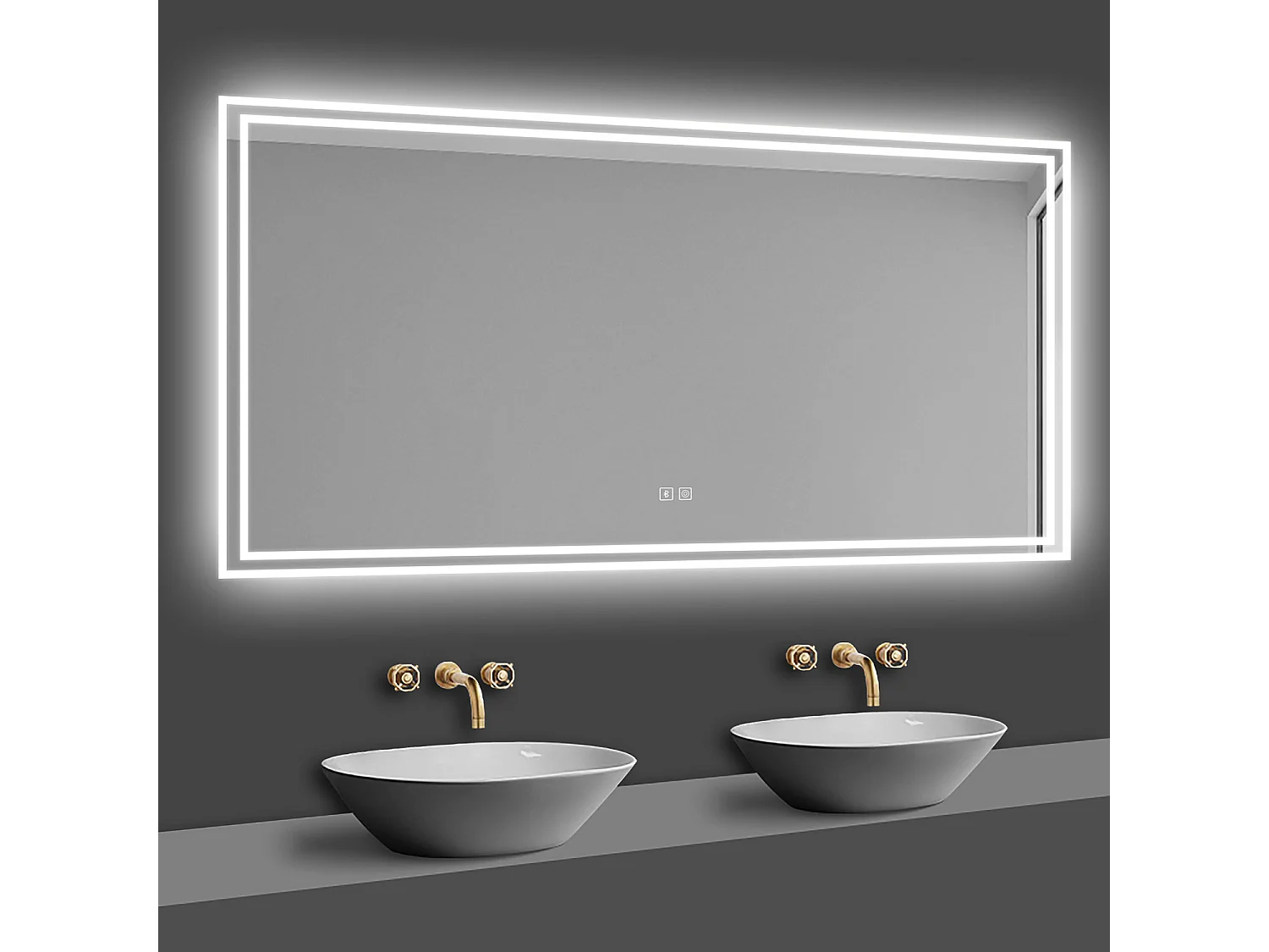 Aica Espejo de baño LED 140×80cm,Bluetooth,Antivaho