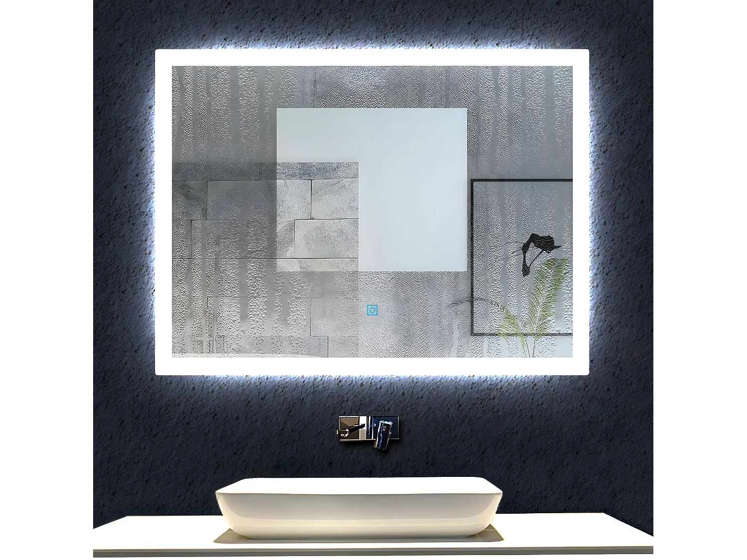 Aica Espejo de baño LED 80×60cm,antivaho,interruptor táctil