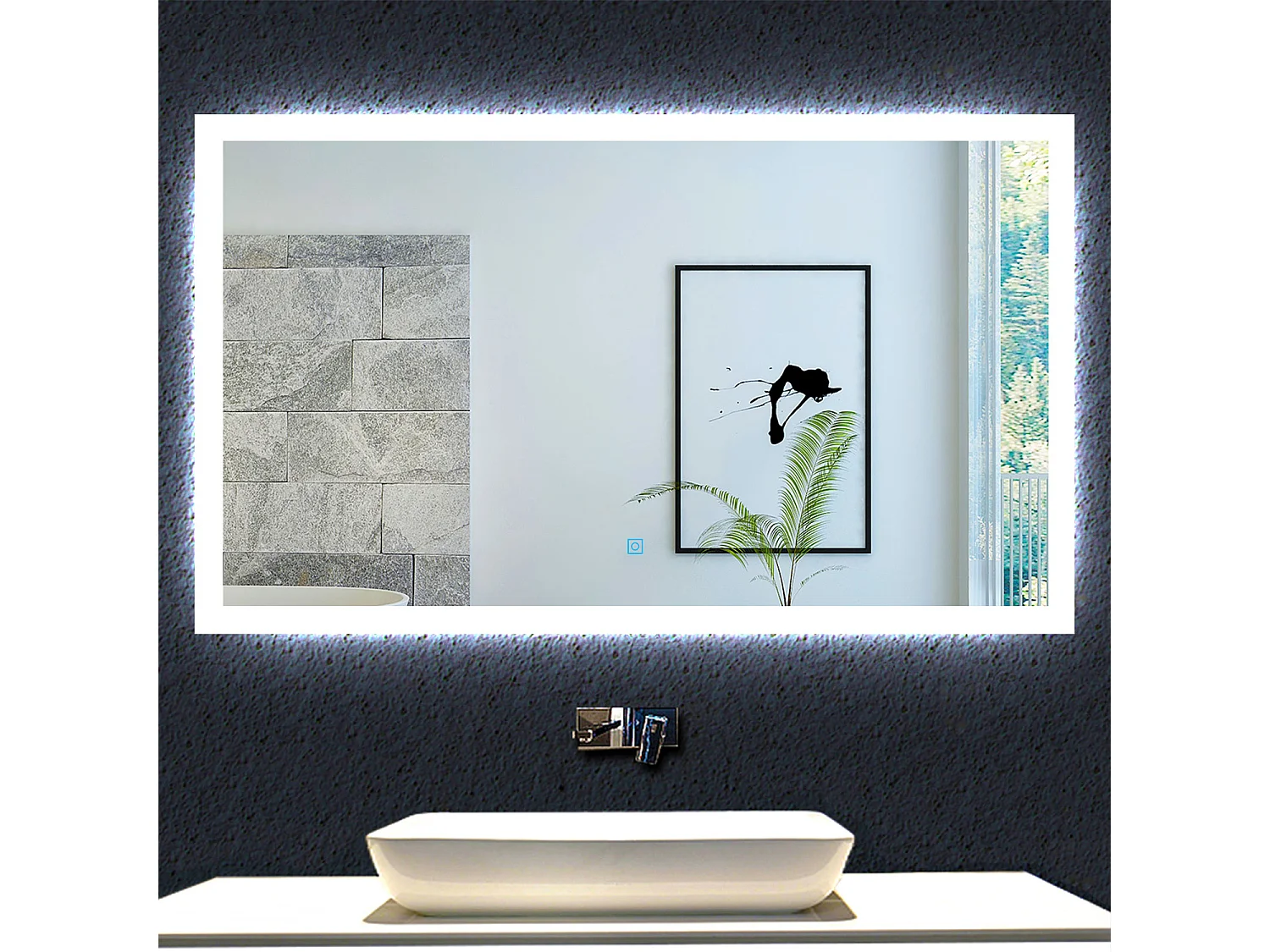 Aica Espejo de baño LED 100×60cm,antivaho,interruptor táctil