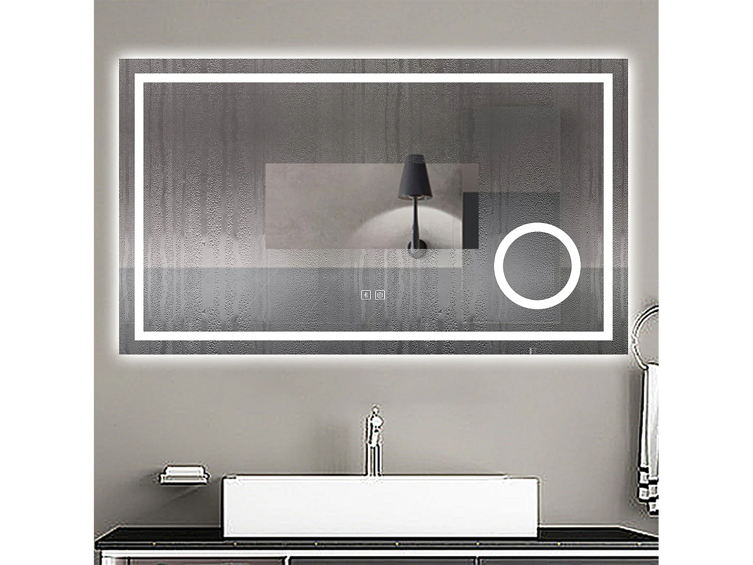 Aica Espejo de baño LED 160×80cm,Espejo de aumento,Bluetooth