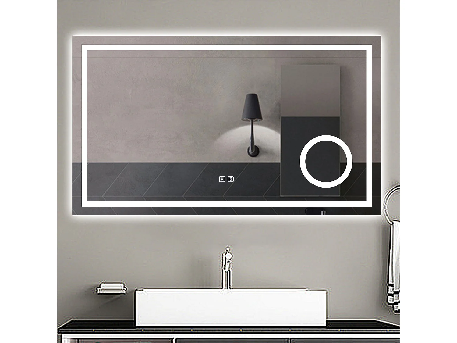 Aica Espejo de baño LED 160×80cm,Espejo de aumento,Bluetooth