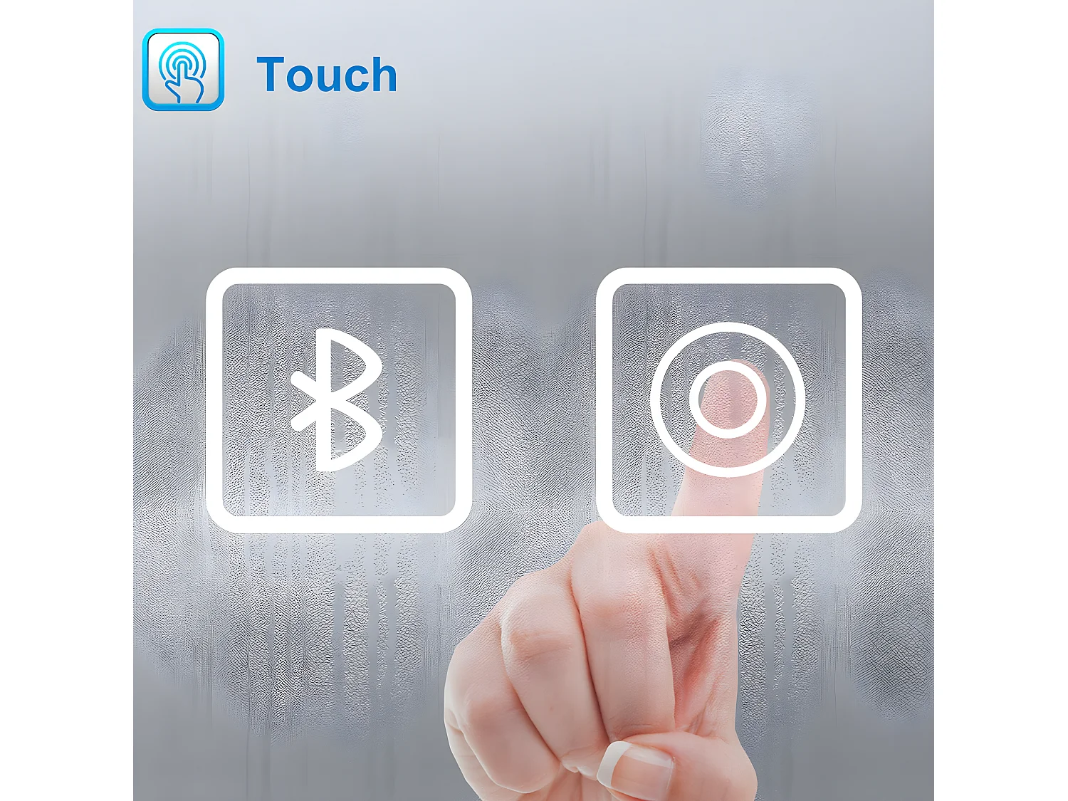 Aica Espejo de baño LED 80×60cm,Espejo de aumento,Bluetooth