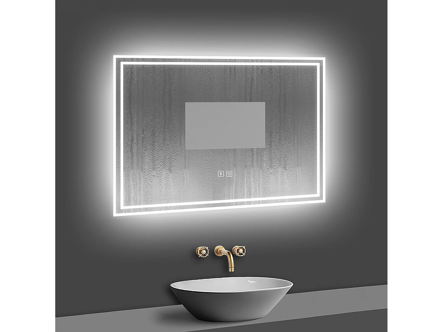 Aica Espejo de baño LED 80×60cm,Bluetooth,Antivaho