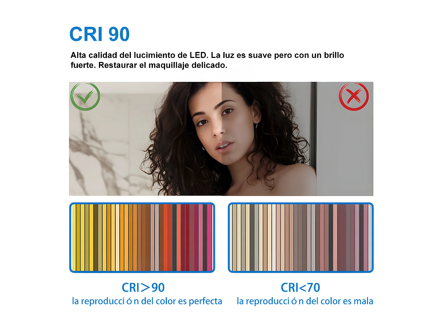 Aica Espejo de baño LED 80×60cm,Bluetooth,Antivaho