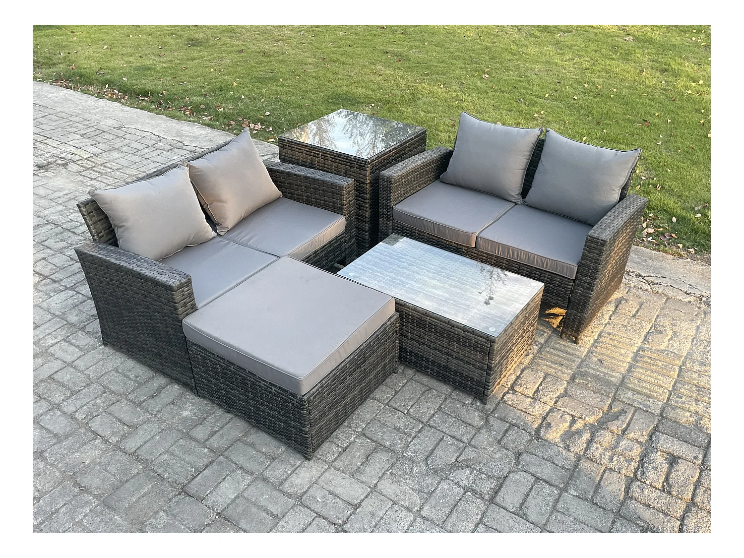 Ensemble de meubles de jardin en rotin ave Table basse rectangulaire Canapé deux places