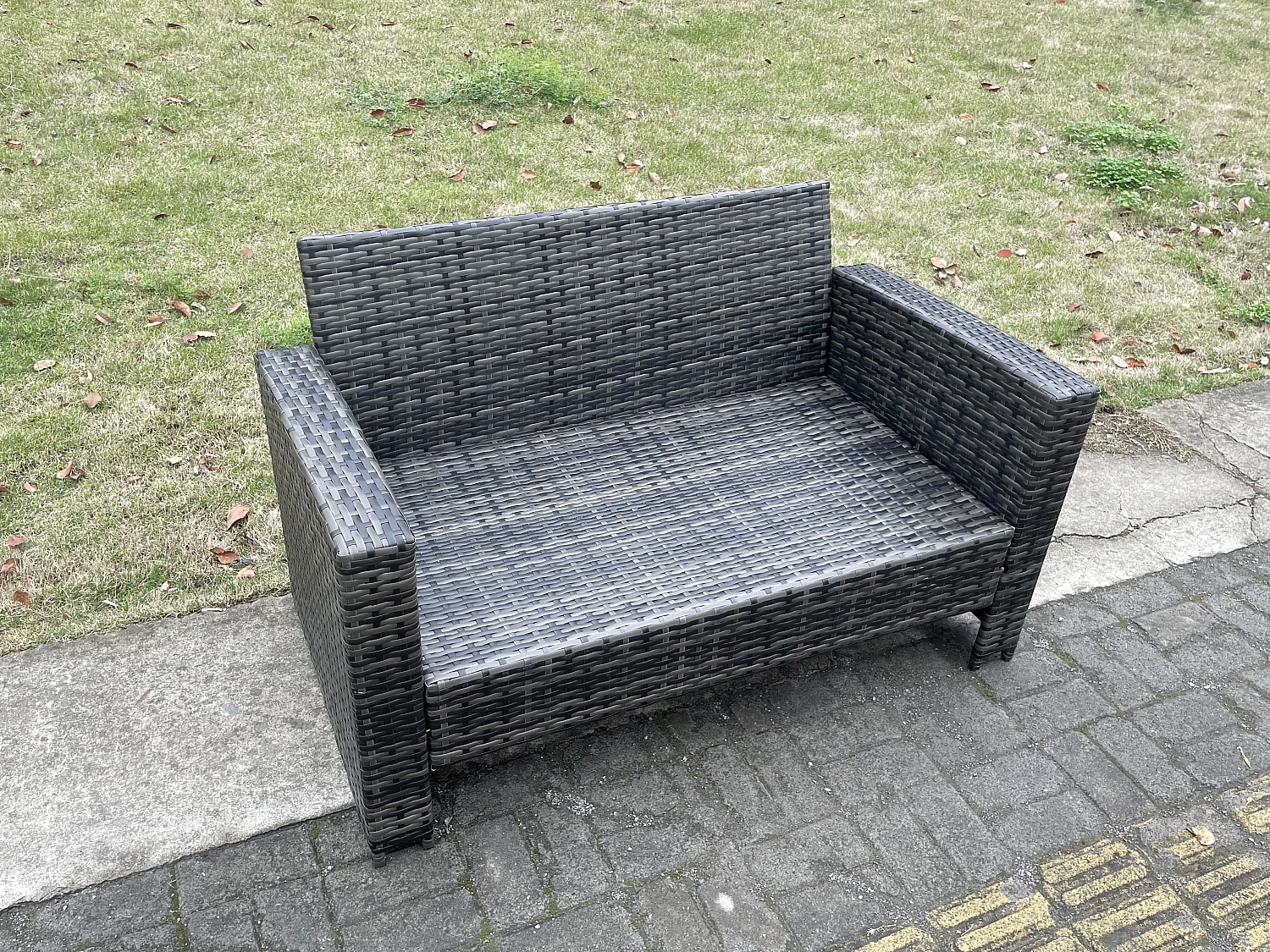 Dossier haut Rattan Canapé 2 places Double siège Canapé d'amour Mobilier de jardin extérieur