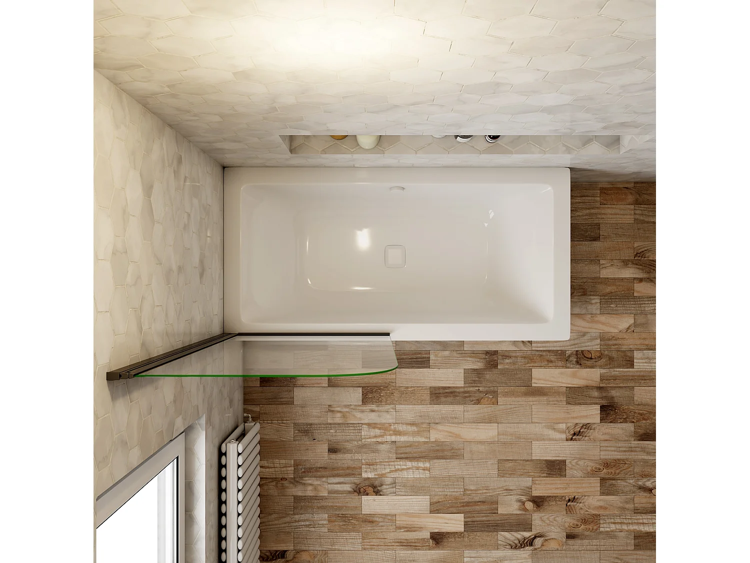 Mampara de bañera con perfil negro mate abatible 1 hoja pivotante cristal templado 5mm (780-800)x1400mm