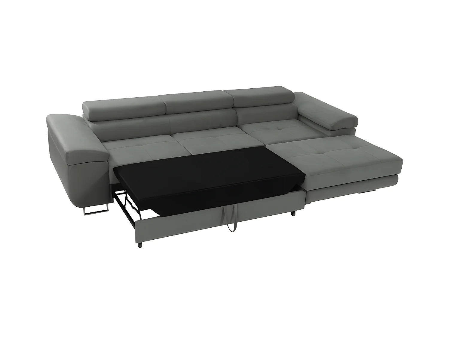 Canapé d'angle convertible TOREZIO Mini en tissu angle droit gris clair
