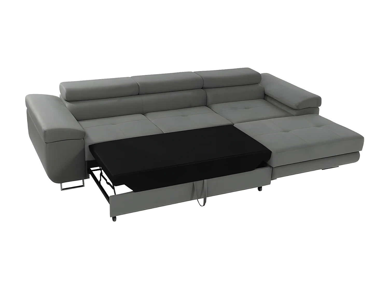 Canapé d'angle convertible TOREZIO Mini en tissu angle droit gris clair