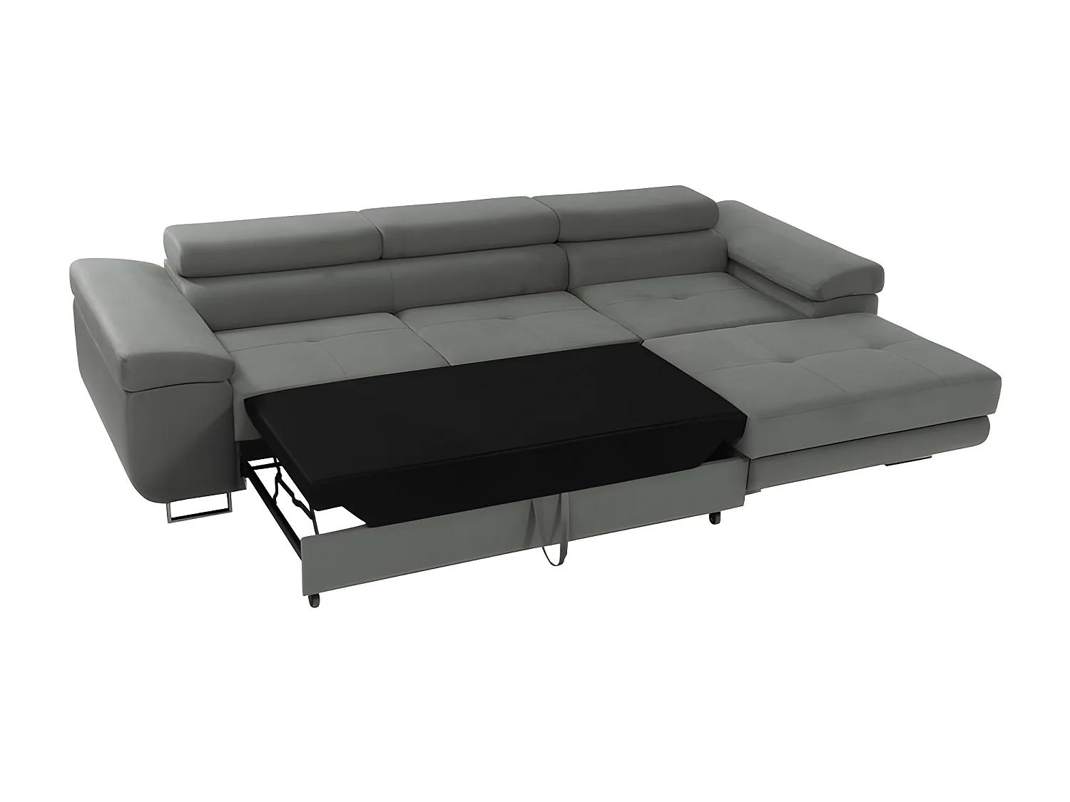 Canapé d'angle convertible TOREZIO Mini en tissu angle droit gris clair