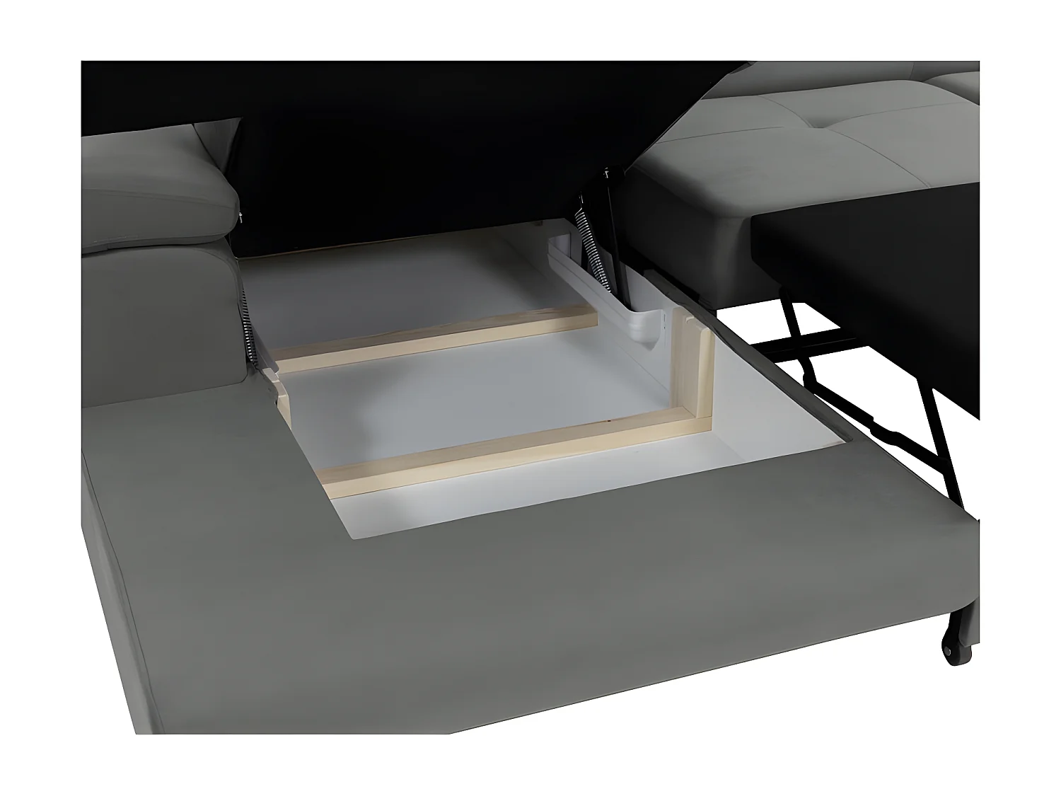 Canapé d'angle convertible TOREZIO Mini en tissu angle droit gris clair