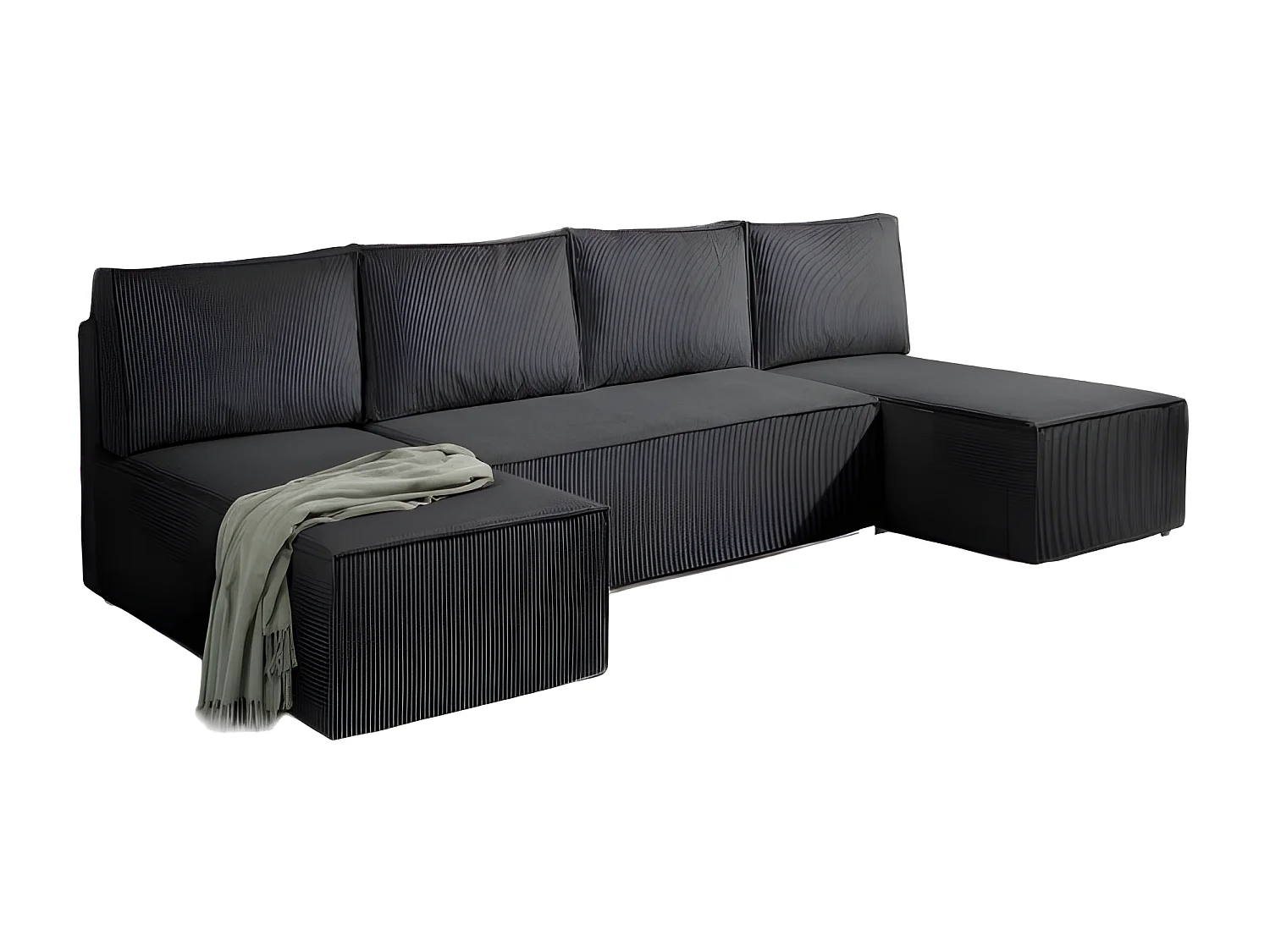Canapé panoramique convertible ANALI en velours côtelé