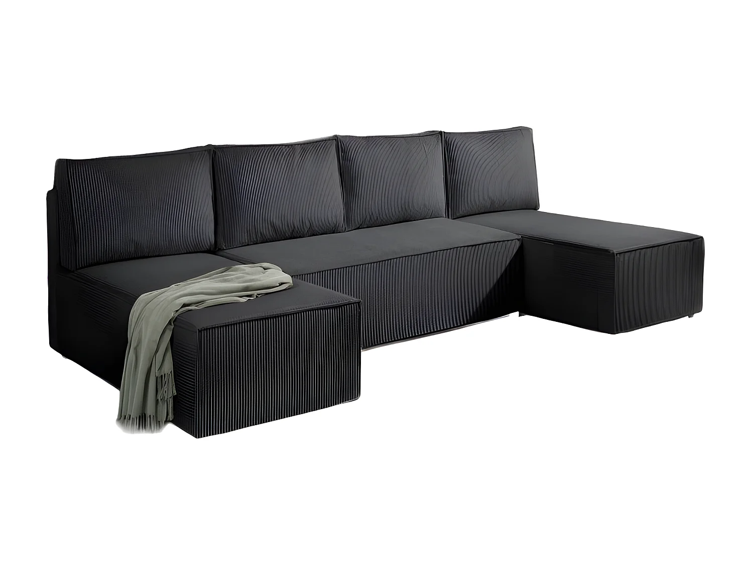 Canapé panoramique convertible ANALI en velours côtelé