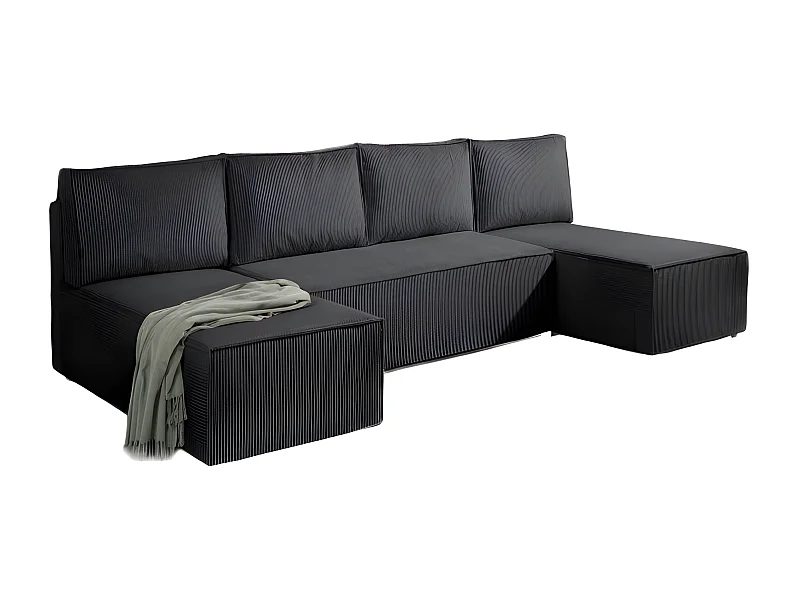 Canapé panoramique convertible ANALI en velours côtelé