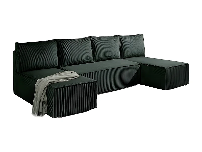 Canapé panoramique convertible ANALI en velours côtelé