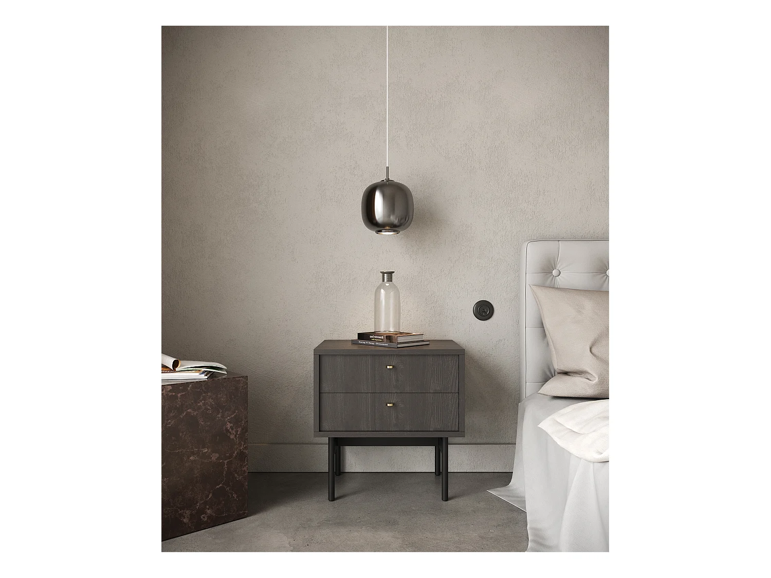 Table de chevet - 55cm - couleur du bois de frêne Portland - OLAR
