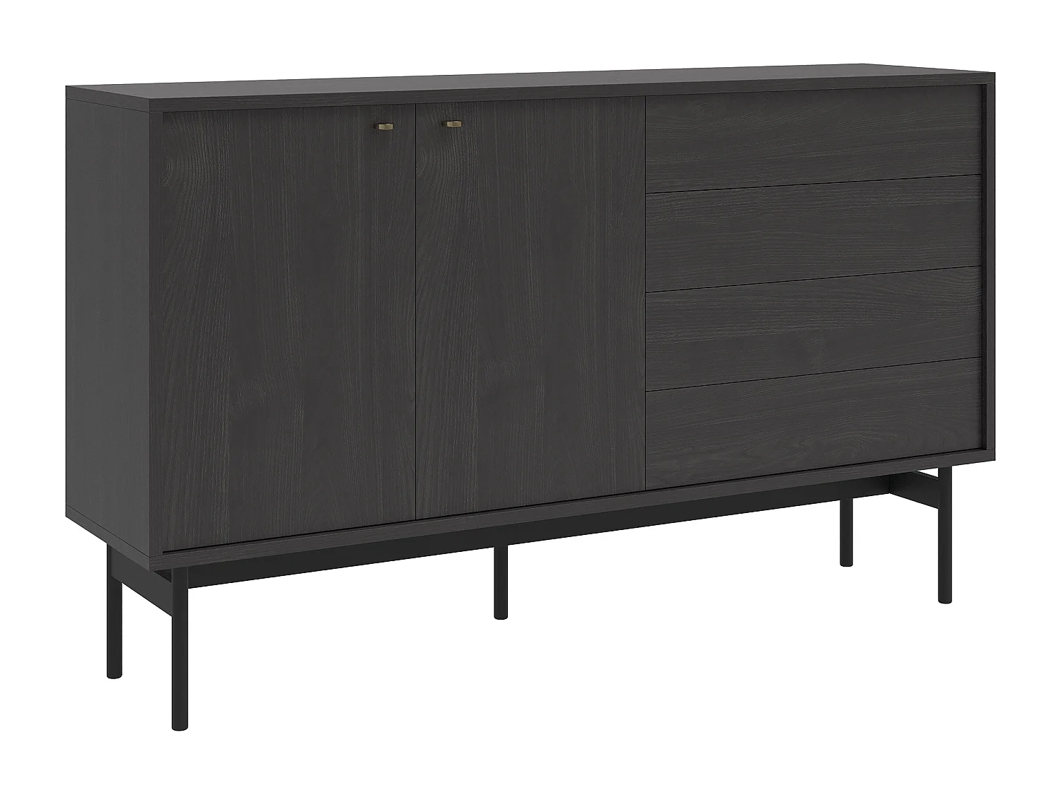 Commode à deux portes et quatre tiroirs - 154 cm - couleur du bois de frêne Portland - OLAR