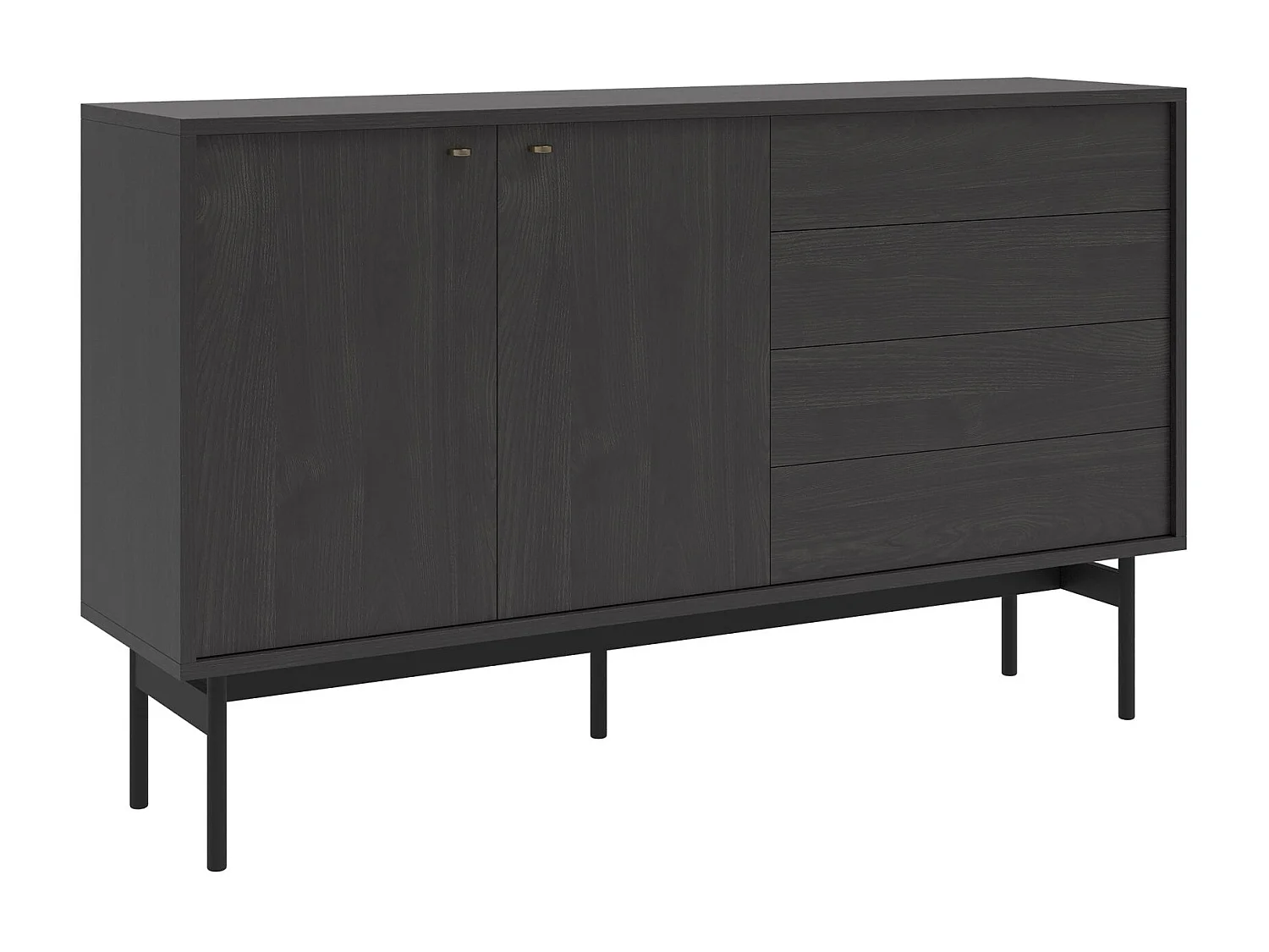 Ladekast met twee deuren en vier laden - 154 cm - Kleur Portland essenhout - OLAR