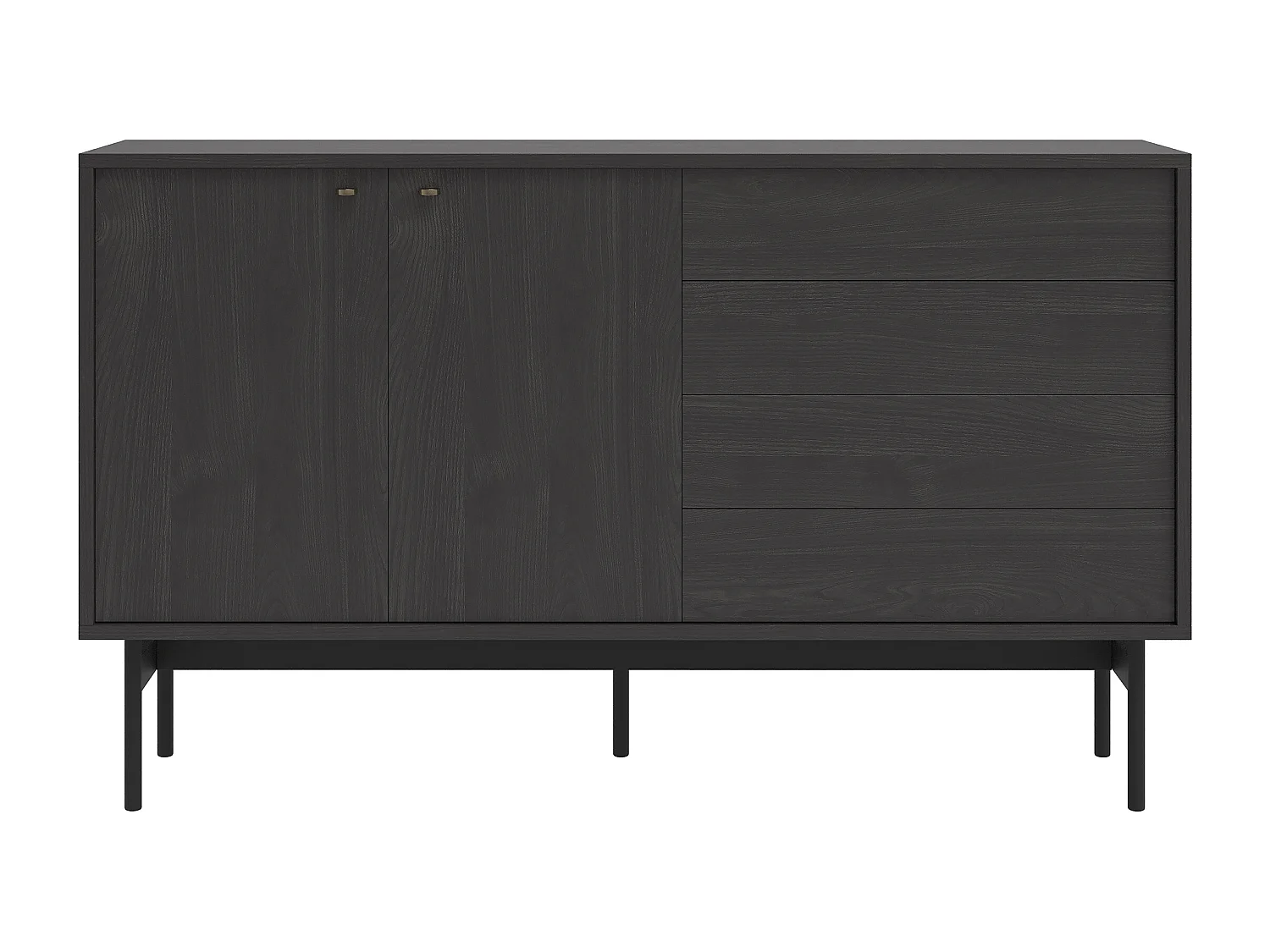 Ladekast met twee deuren en vier laden - 154 cm - Kleur Portland essenhout - OLAR