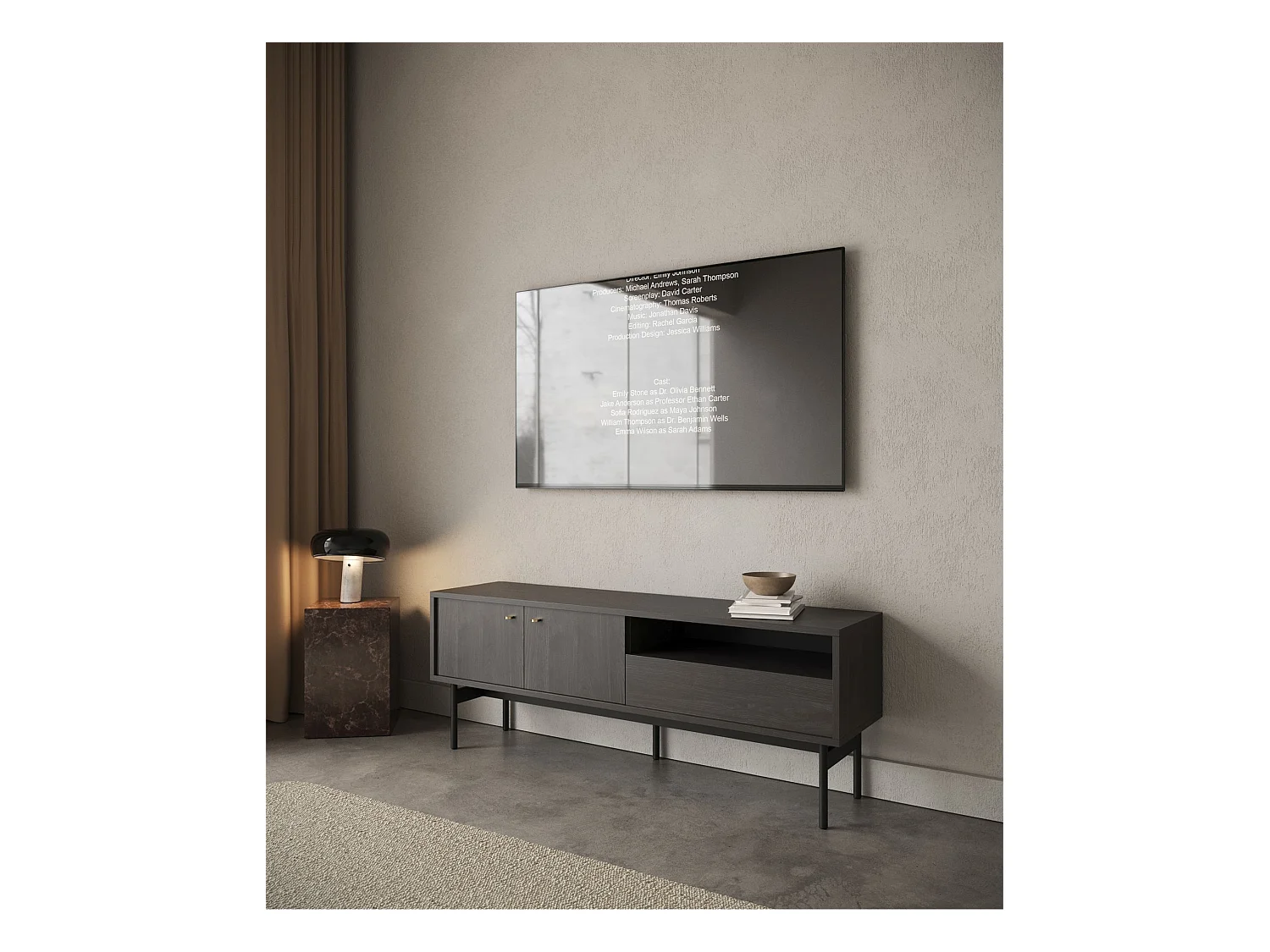 Meuble TV - 154 cm - couleur du bois de frêne Portland - OLAR