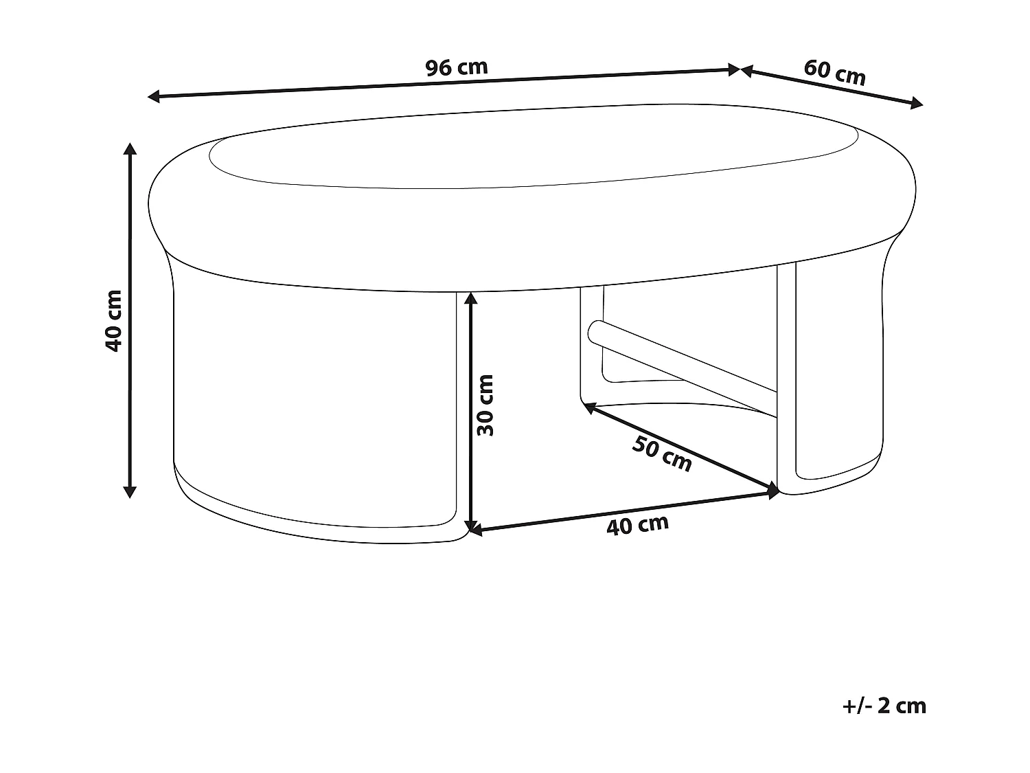 Table basse de jardin LIVADEIA 60 cm 96 cm Rotin Naturel