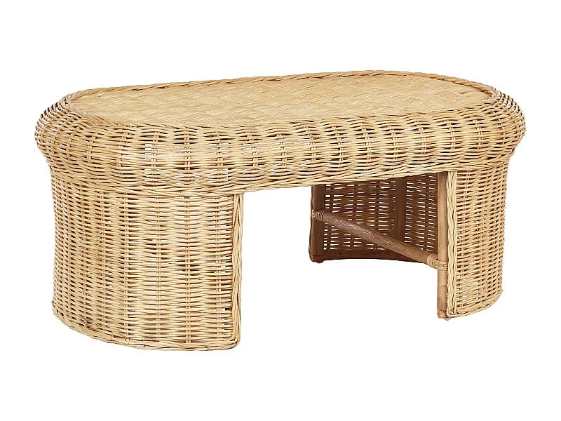 Tuin salontafel LIVADEIA 60 cm 96 cm Rotan Natuurlijk