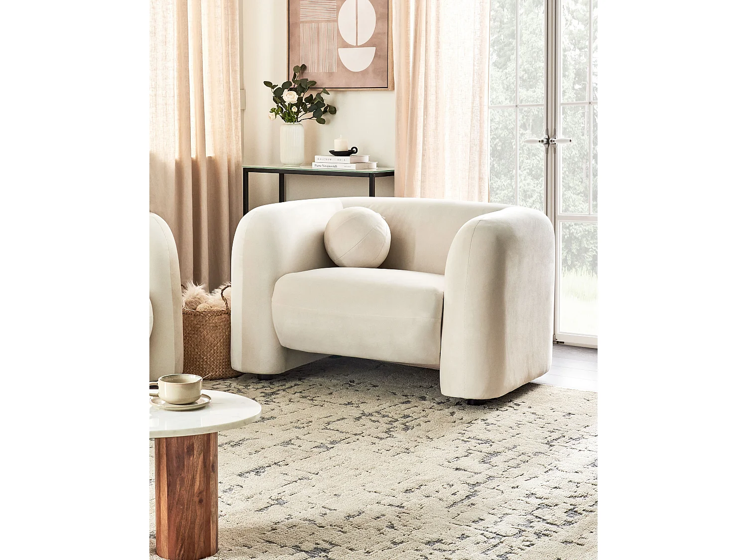 Poltrona LEIREN Velluto Bianco sporco