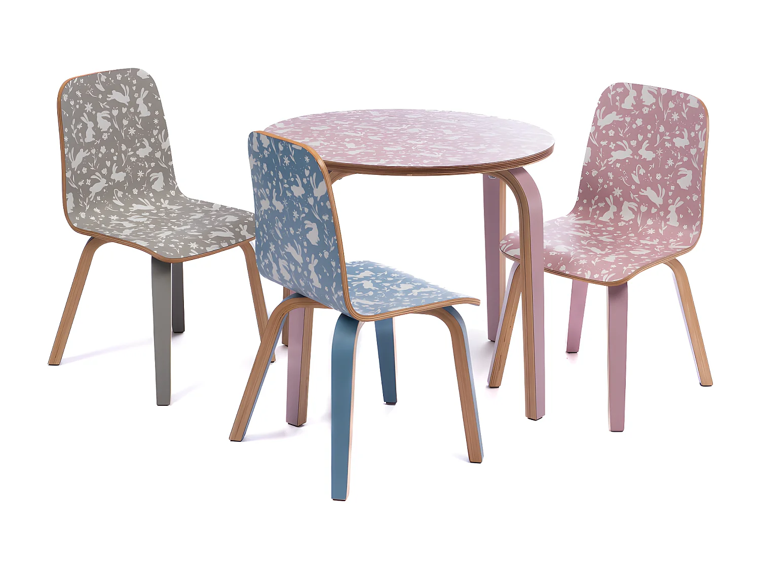 Table enfant rose lapin