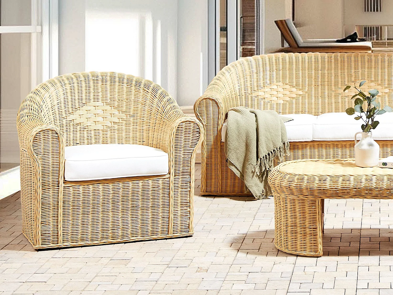 Fauteuil de jardin LIVADEIA Rotin Naturel