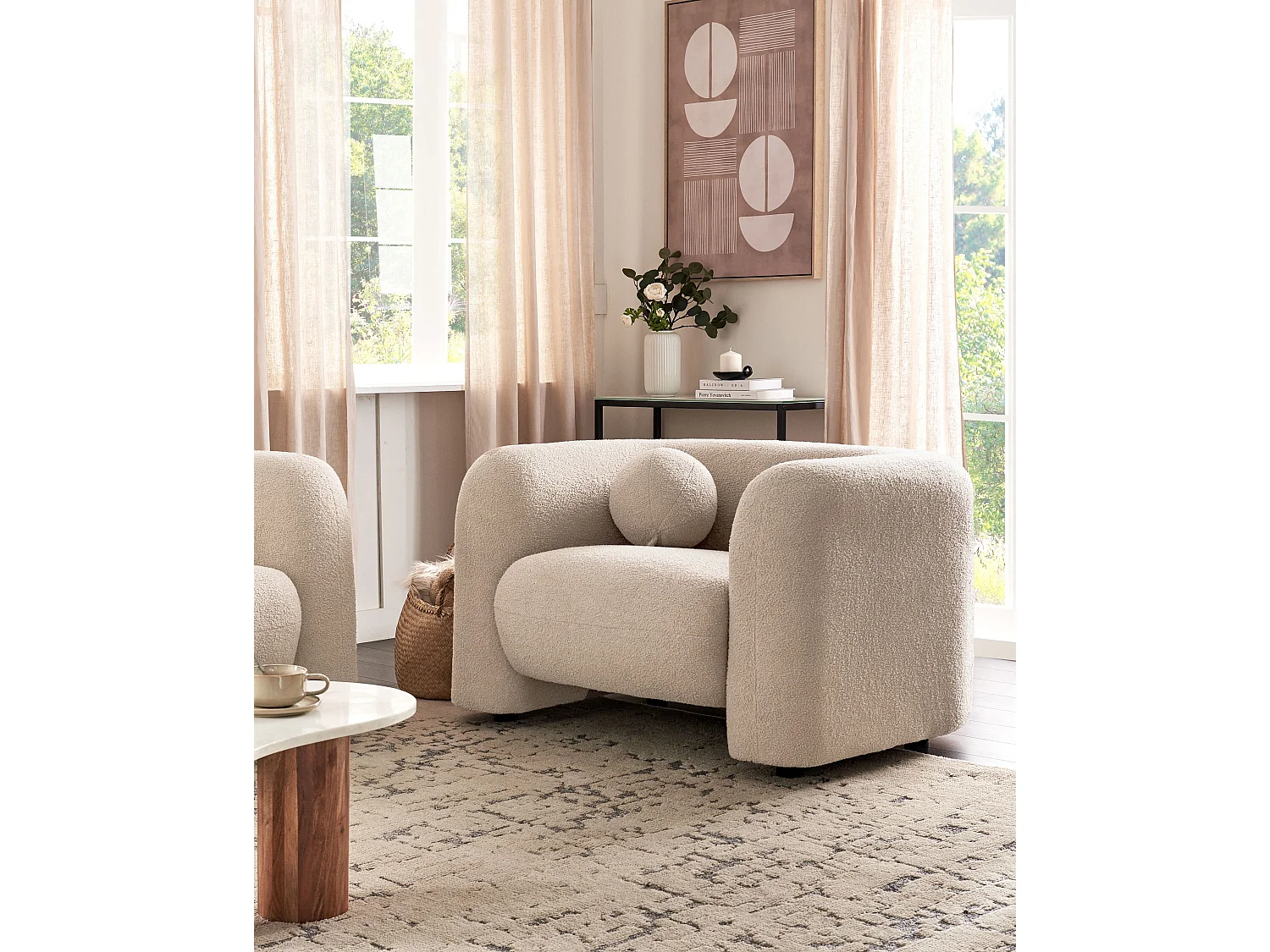 Fauteuil LEIREN Bouclé Beige