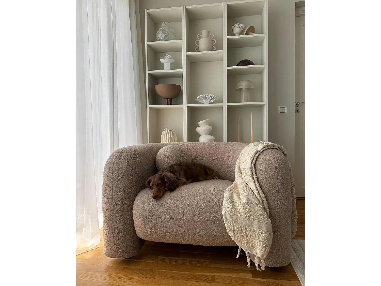 Fauteuil LEIREN Bouclé Beige