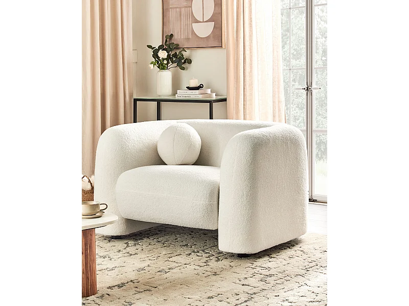 Sessel LEIREN Bouclé Weiss