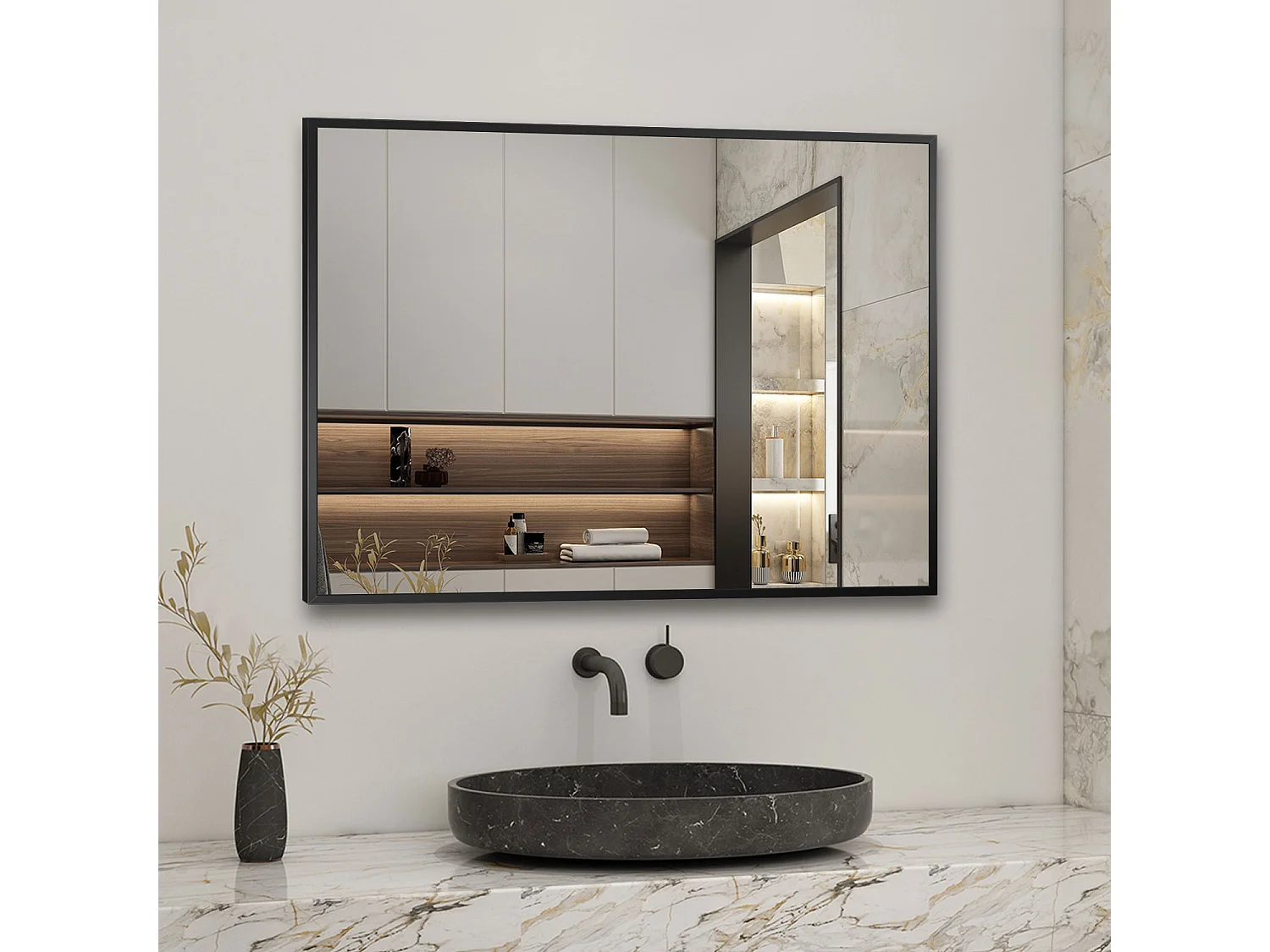 Ensemble meuble de salle de bains 60cm vasque + colonne x2 + miroir,anthracite