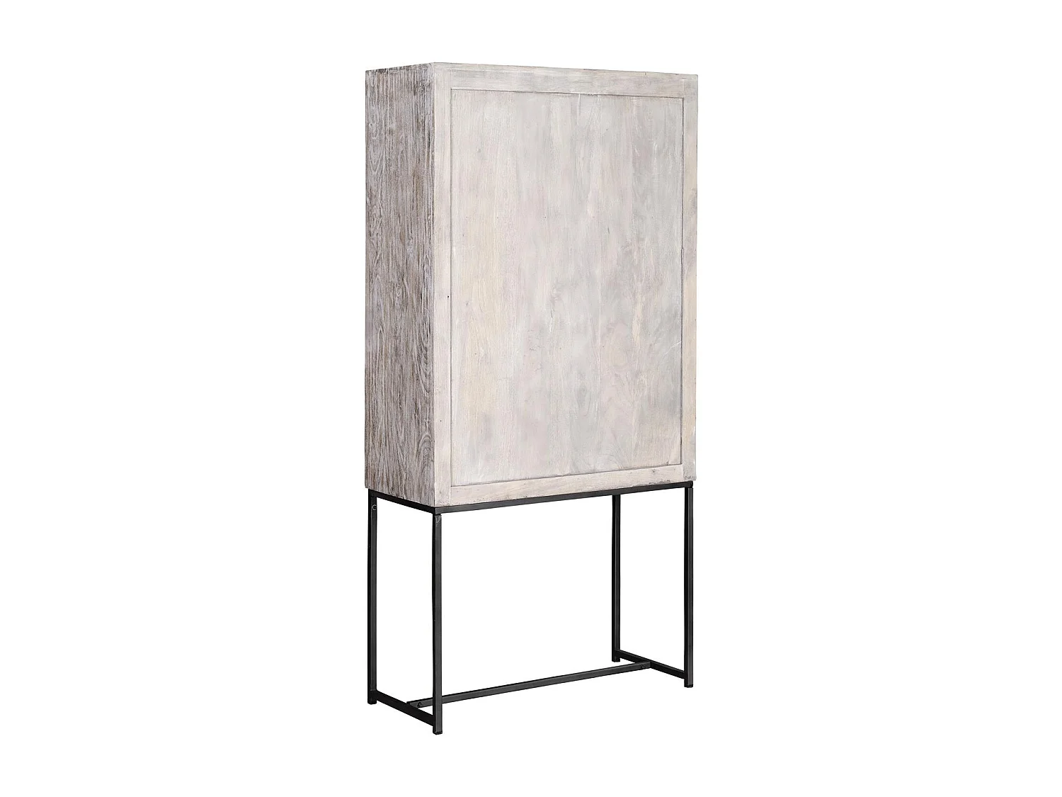 Vitrine em manguier pieds metal blanc et gris vieilli